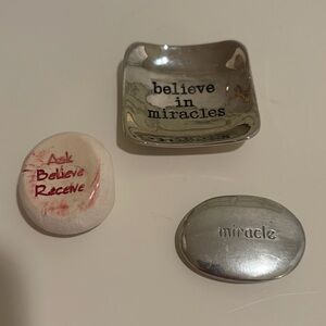 3-Pack Inspiring Quote Rocks & Dish